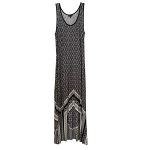Spense Maxi Dress Size XL Black & White Geometric Print Knit Sleeveless Flowy
